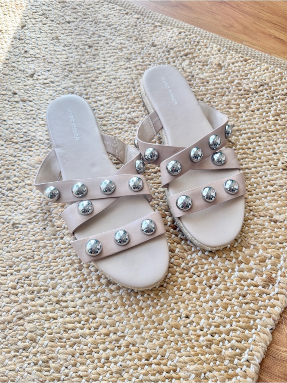 Marc Fisher Metal Stud Slide Sandals